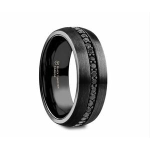 Thorsten Black Tungsten Men’s Wedding Ring with Black Sapphires Size 10 8mm NWT